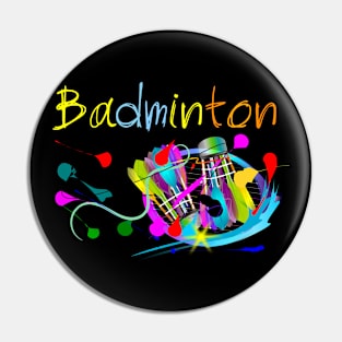 Racket Badminton sport art  brush style Pin