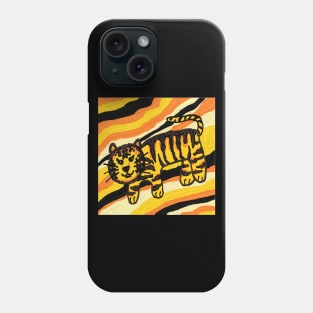 tigers, vintage tigers  patterns, oil painting Phone Case