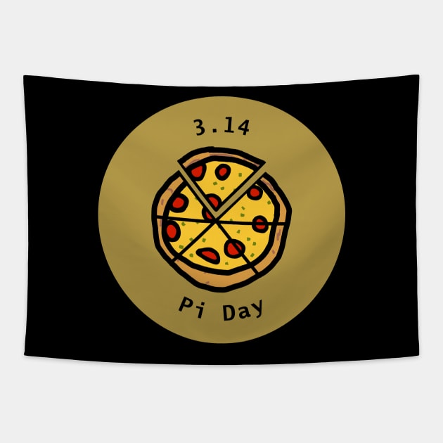 3.14 Pizza Pi Day Puns Gold Tapestry by ellenhenryart