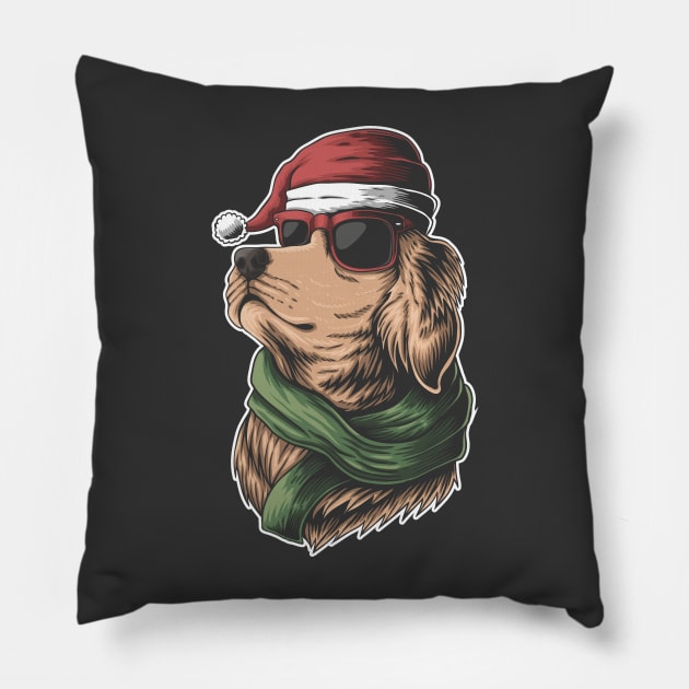 Cool Christmas Golden Retriever Pillow by SLAG_Creative