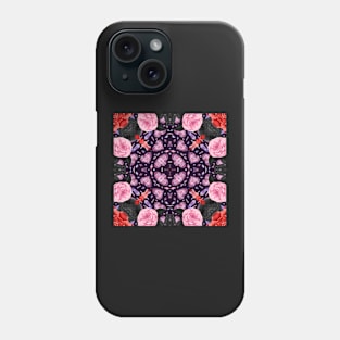 Crystal Hearts and Flowers Valentines Kaleidoscope pattern (Seamless) 32 Phone Case