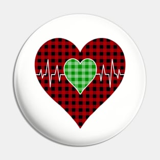 Women’s Striped Plaid Printed Heart Valentine's Day Pin