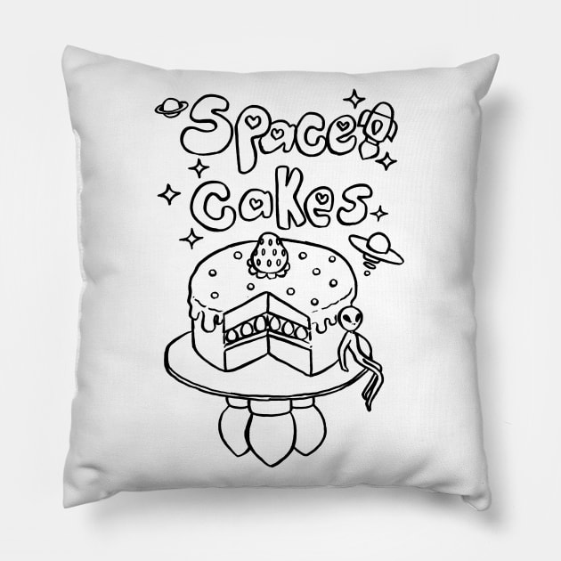 Space Cakes - Black Line Pillow by saradaboru