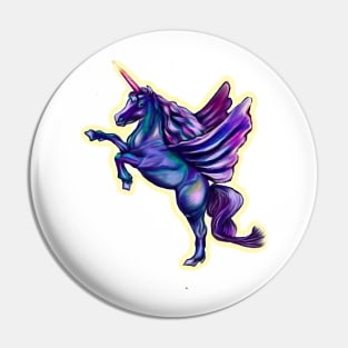 Unicorn  with light halo - sparkly, glittery, magical, winged unicorn Pin