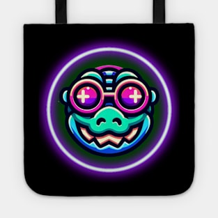 neon cyberpunk gator graphic Tote