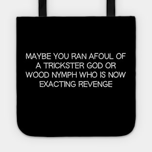 Maybe you ran Afoul of a Trickster God or Wood Nymph who is Now Exacting Revenge Tote
