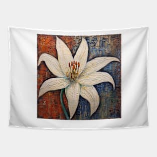 Single White Lily Flower Tapestry