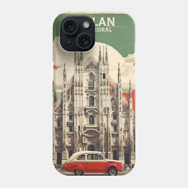 Duomo di Milano Italy Vintage Tourism Travel Poster Phone Case by TravelersGems