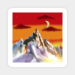 Desert Moon over Mountains Magnet