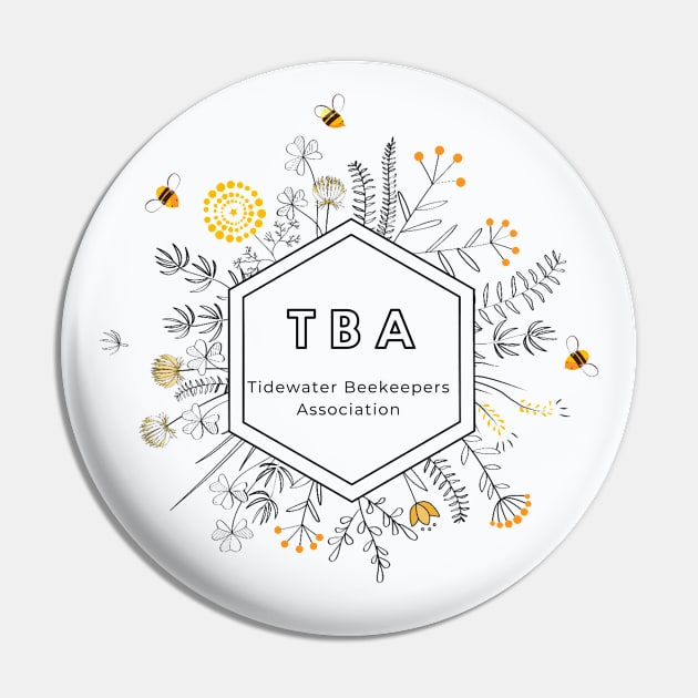 TBA Flower & Bee Hex Pin by Tidewater Beekeepers