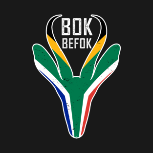 Bokbefok Springbok Face South Africa Flag T-Shirt