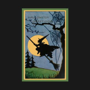 Vintage Look Halloween Flying Witch T-Shirt