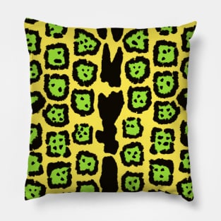Jaguar Pattern in Lime-Lemon Pillow