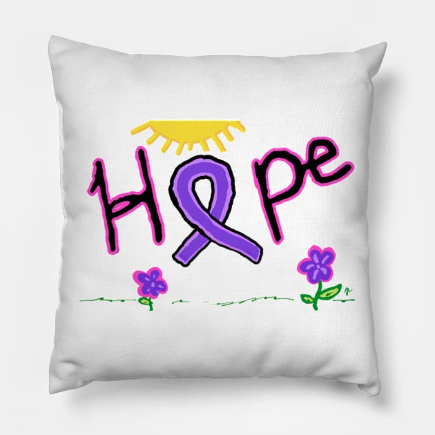 Hope purple ribbon Pillow by Crazytrain77