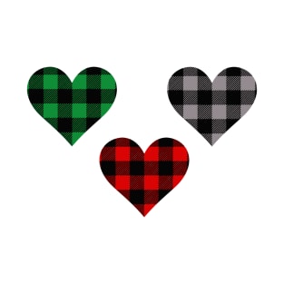 3 buffalo plaid heart T-Shirt