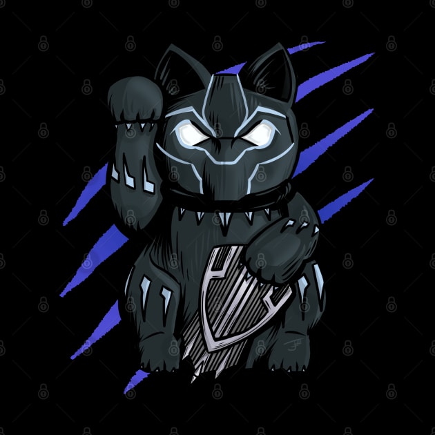 Wakanda Black Panther Maneki Neko Lucky Fortune Cat by jasonyerface