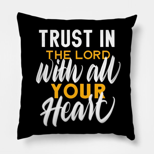 Trust in God - Gold and White Pillow by hanssebastiann