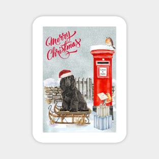 Black Cocker Spaniel Merry Christmas Santa Dog Magnet