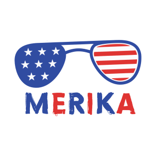 Merika 4th of July Patriotic American Flag T-Shirt