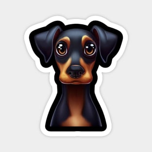 Playful Doberman Pinscher Graphic Design Magnet