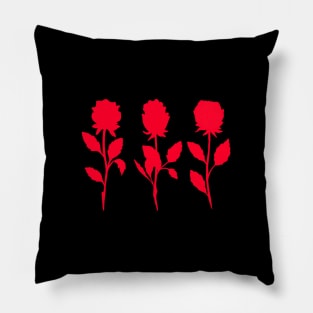 3 Red Roses Goth Gothic Pillow