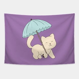 Cute cat with umbrella Tapestry