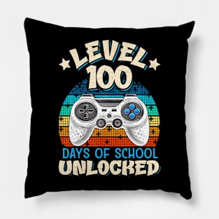 Level 100 Days Of School Unlocked 100th Day Video Gamer Pillow