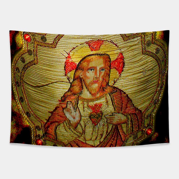 Embroidered Jesus Christ Tapestry by Marccelus