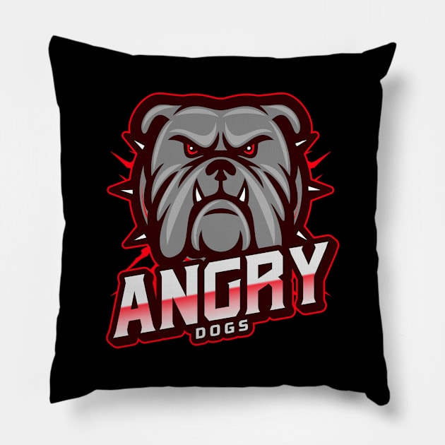 Angry bull dog Pillow by Marley Moo Corner