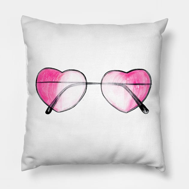 Pink Heart Sunglasses Pillow by Svetlana Pelin