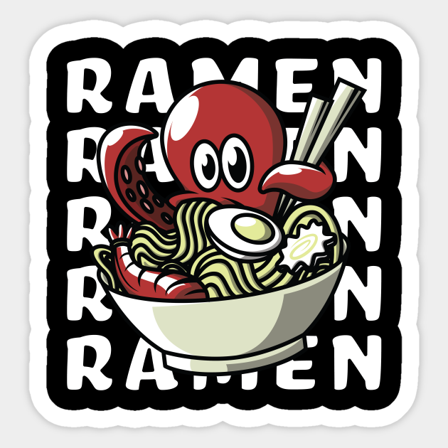 Ramen Japanese Octopus Noodle Bowl - Ramen - Sticker | TeePublic Ramen Japanese Octopus Noodle Bowl - Ramen - Sticker | TeePublic