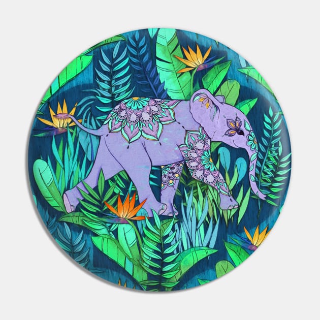 Little Elephant on a Jungle Adventure Pin by micklyn