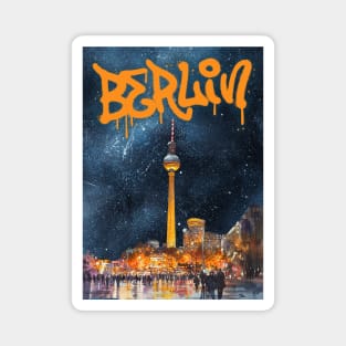 Berlin Graffiti Skyline Art – Urban Travel Print Magnet