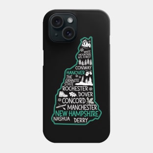 New Hampshire Hanover cute map Conway Rochester Dover Manchester The Granite State Phone Case