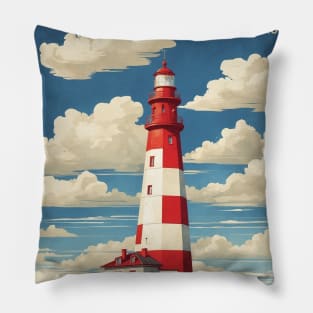 Lighthouse Egersheld Russia Vintage Tourism Poster Pillow
