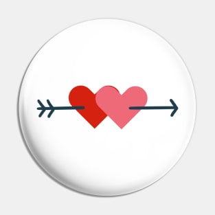 Valentine Hearts and Arrow Pin