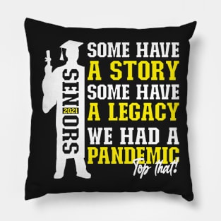 Pandemic Graduation | White And Yellow  Text Boys Funny Graduation Pillow