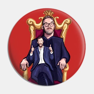 Taskmaster anime style, little Alex Horne sitting on Greg Davies knee - no text Pin