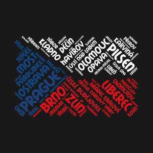 Czech Republic Flag with City Names Word Art T-Shirt