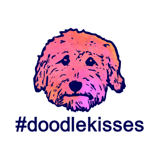 #doodlekisses #doodlelove - goldendoodles, labradoodles, aussiedoodles in pink watercolor and navy blue T-Shirt