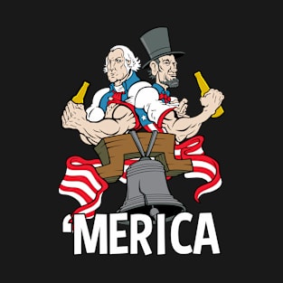 'Merica Fourth of July Drinking Beer T-Shirt