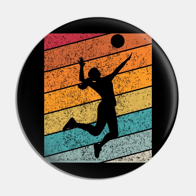 Female Volleyball Outdoor Sports Retro Sunset Design Pin by Up 4 Tee