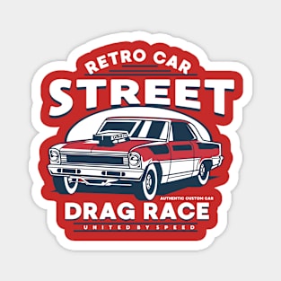 RETRO DRAG RACE CAR CARTOON Magnet