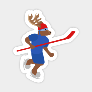 Funny Ice Hockey Player Moose Lover Gift Magnet