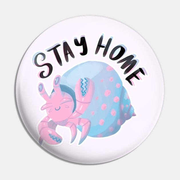 Stay Home Little Hermit Crab in Digital Pin by narwhalwall