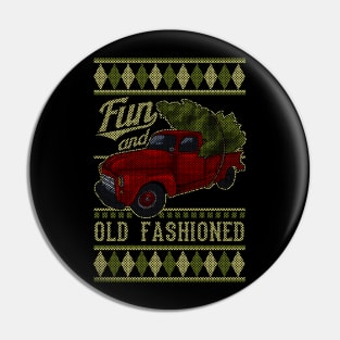 Vintage Style Farm Red Truck with Christmas Tree Pin