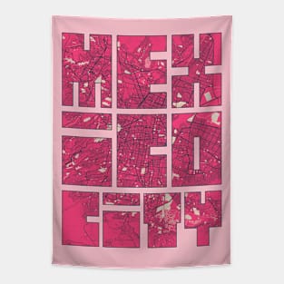 Mexico City Map Typography - Blossom Tapestry