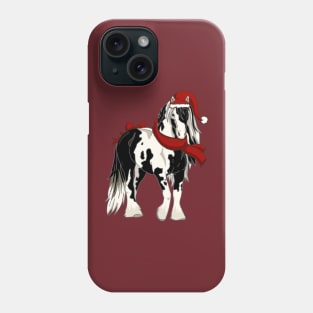 Irish cob horse with Christmas hat and scarf Phone Case