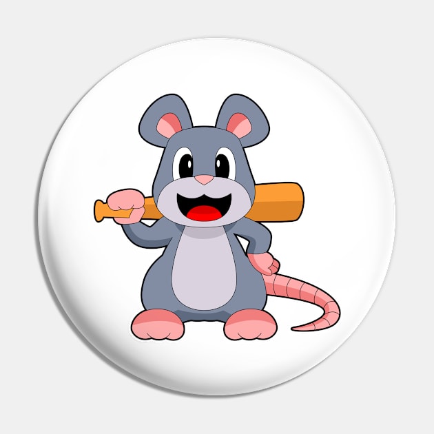 Mouse Baseball Baseball bat Sports Pin by Markus Schnabel