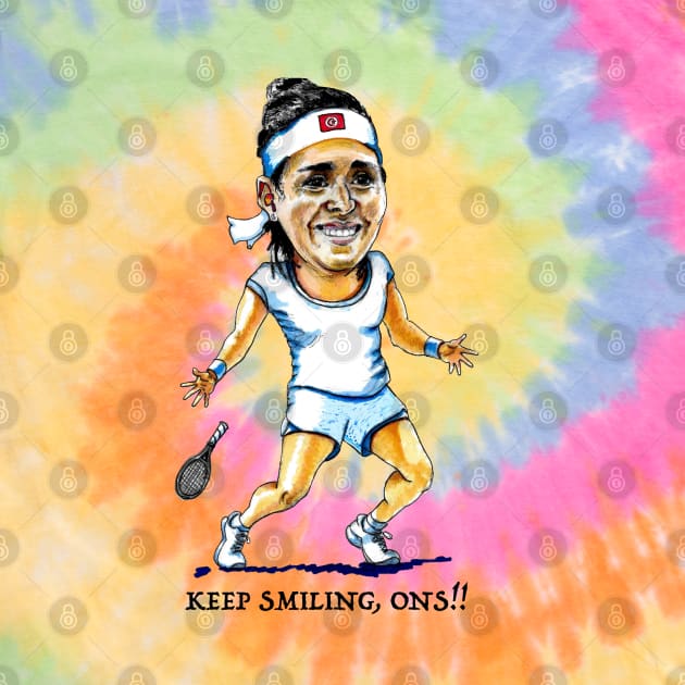 Ons Jabeur pro tennis player caricature by dizzycat-biz